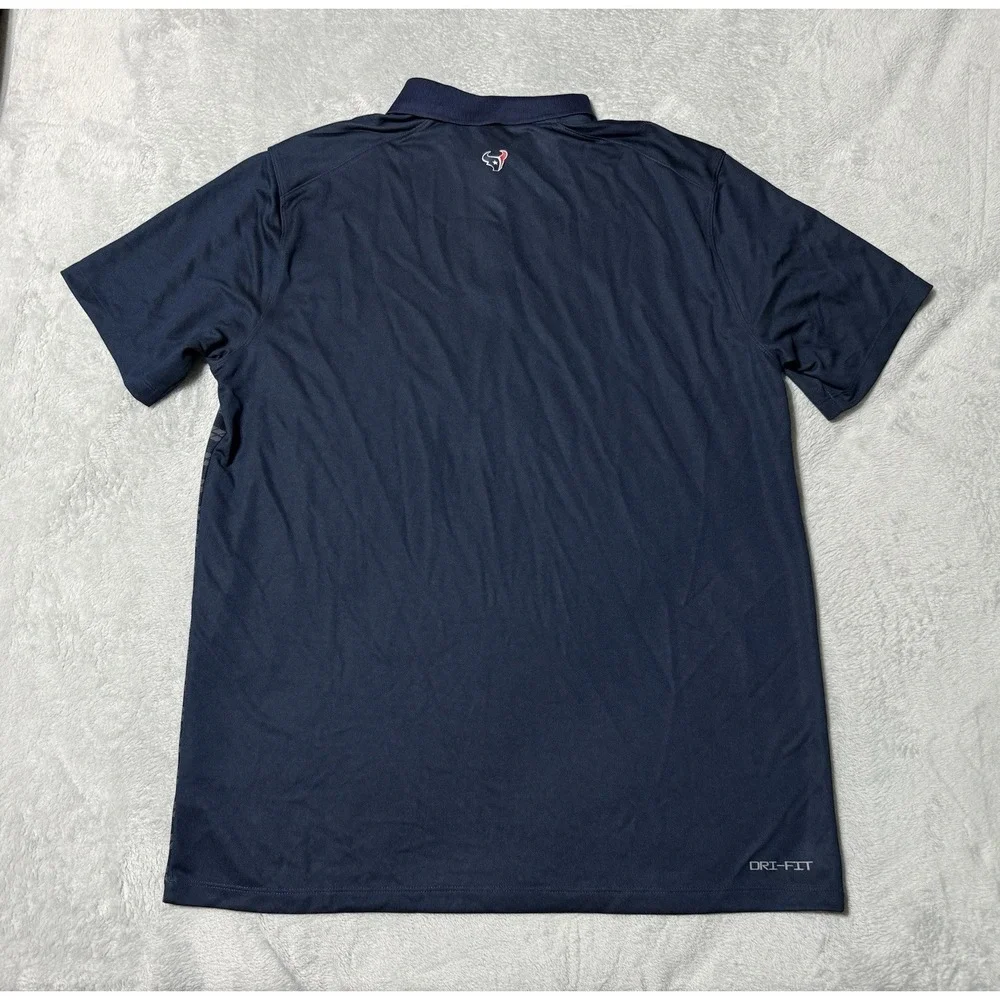 Jordan Houston Texans Polo Mens Large Navy Blue Striped Dri-FIT Shirt